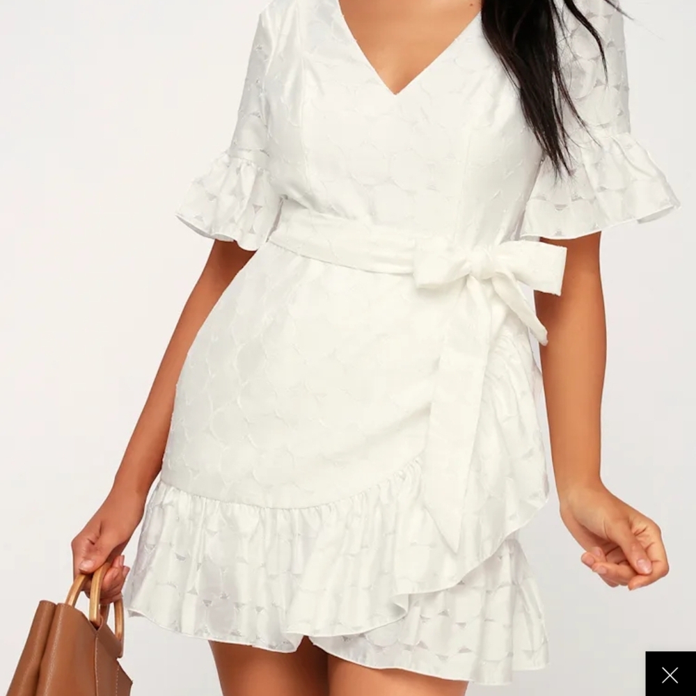 C/MEO Collective White Ruffle Mini Dress